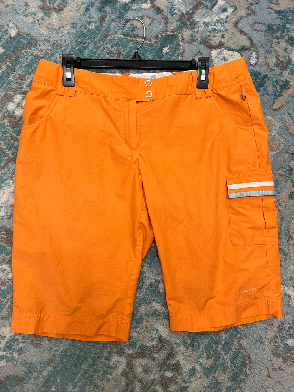Nike Orange Cargo Stripe Golf Shorts